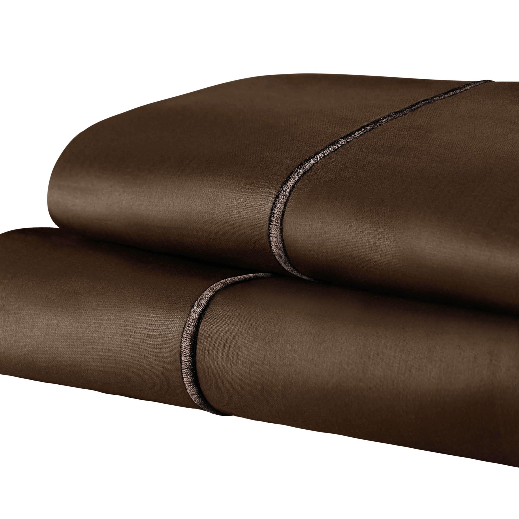 Solid 1500-Thread Count Ultra-Soft Cotton Marrow Stitch Pillowcase Set - Chocolate