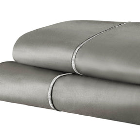 Solid 1500-Thread Count Ultra-Soft Cotton Marrow Stitch Pillowcase Set - Grey