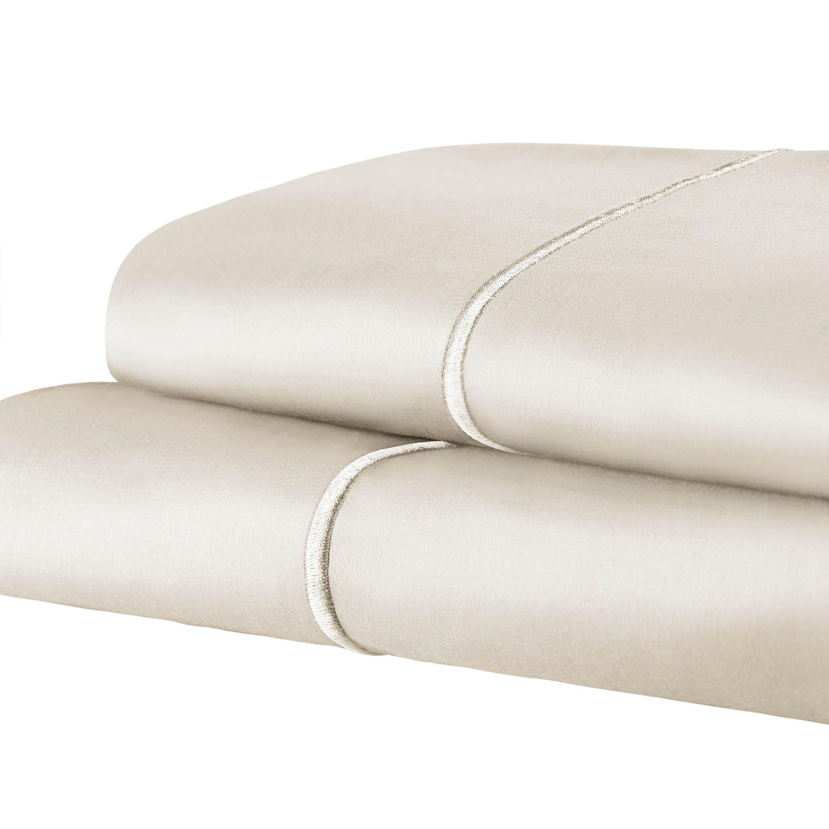 Solid 1500-Thread Count Ultra-Soft Cotton Marrow Stitch Pillowcase Set - Stone