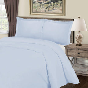 Superior Cotton Blend Solid 3 Piece Heavyweight Duvet Cover Set - Blue