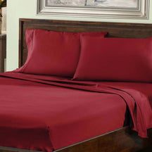  Superior Premium Plush Solid Deep Pocket Cotton Blend Bed Sheet Set - Burgundy
