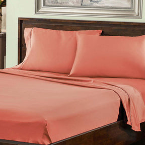 Superior Premium Plush Solid Deep Pocket Cotton Blend Bed Sheet Set - Coral