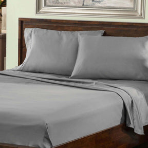  Superior Premium Plush Solid Deep Pocket Cotton Blend Bed Sheet Set -  Light Grey