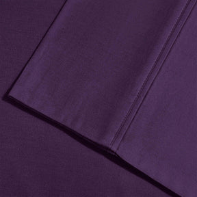  Superior Premium Plush Solid Deep Pocket Cotton Blend Bed Sheet Set - Plum