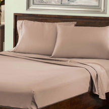  Superior Premium Plush Solid Deep Pocket Cotton Blend Bed Sheet Set - Taupe