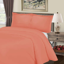 Superior Cotton Blend Solid 3 Piece Heavyweight Duvet Cover Set - Coral