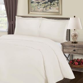Superior Cotton Blend Solid 3 Piece Heavyweight Duvet Cover Set - Ivory