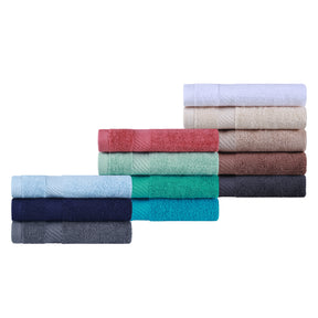 Egyptian Cotton Dobby Border Medium Weight 4 Piece Bath Towel Set - White