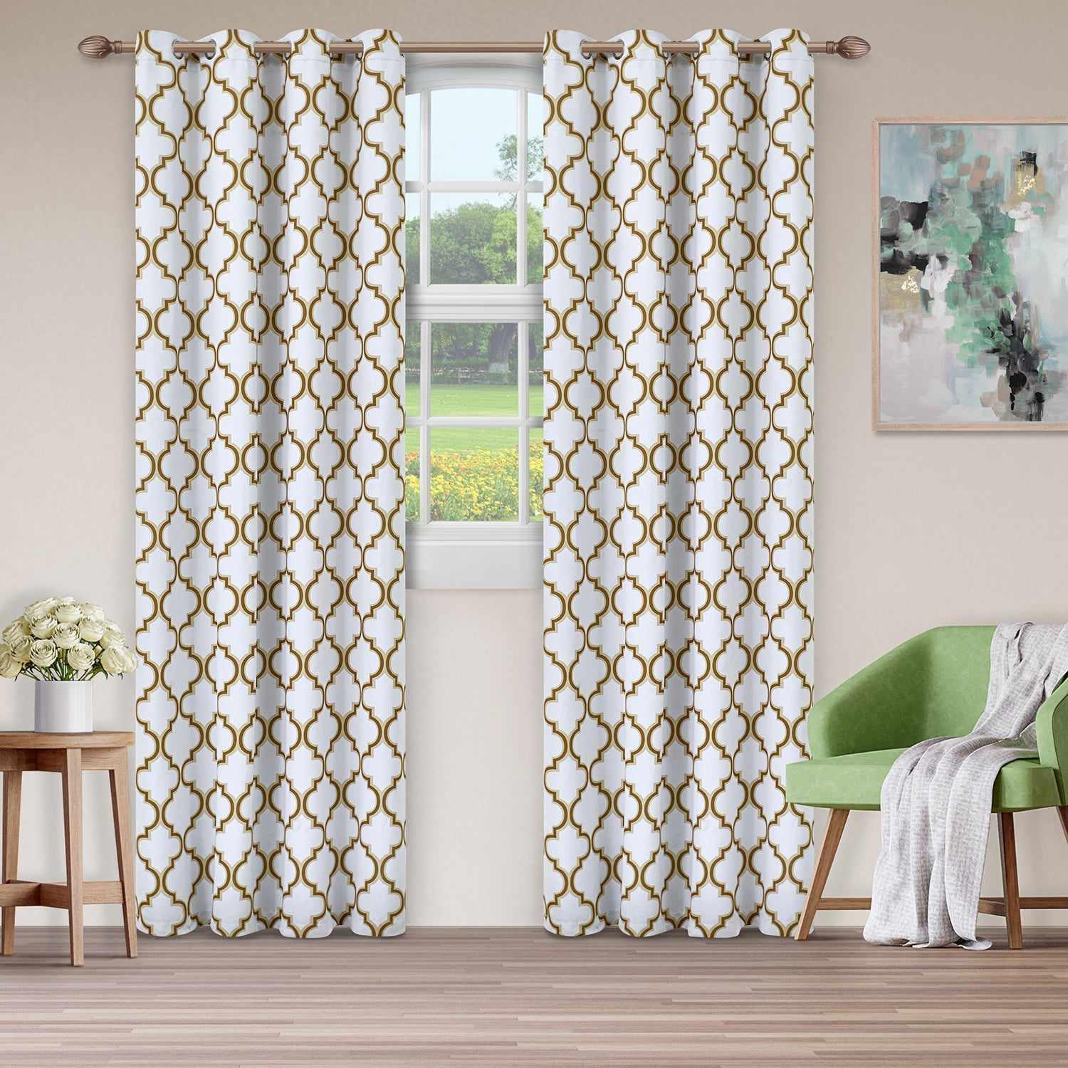 Bohemian Trellis Printed Eclectic Blackout Grommet Curtain Panel Set - Blackout Curtains by Superior Brand