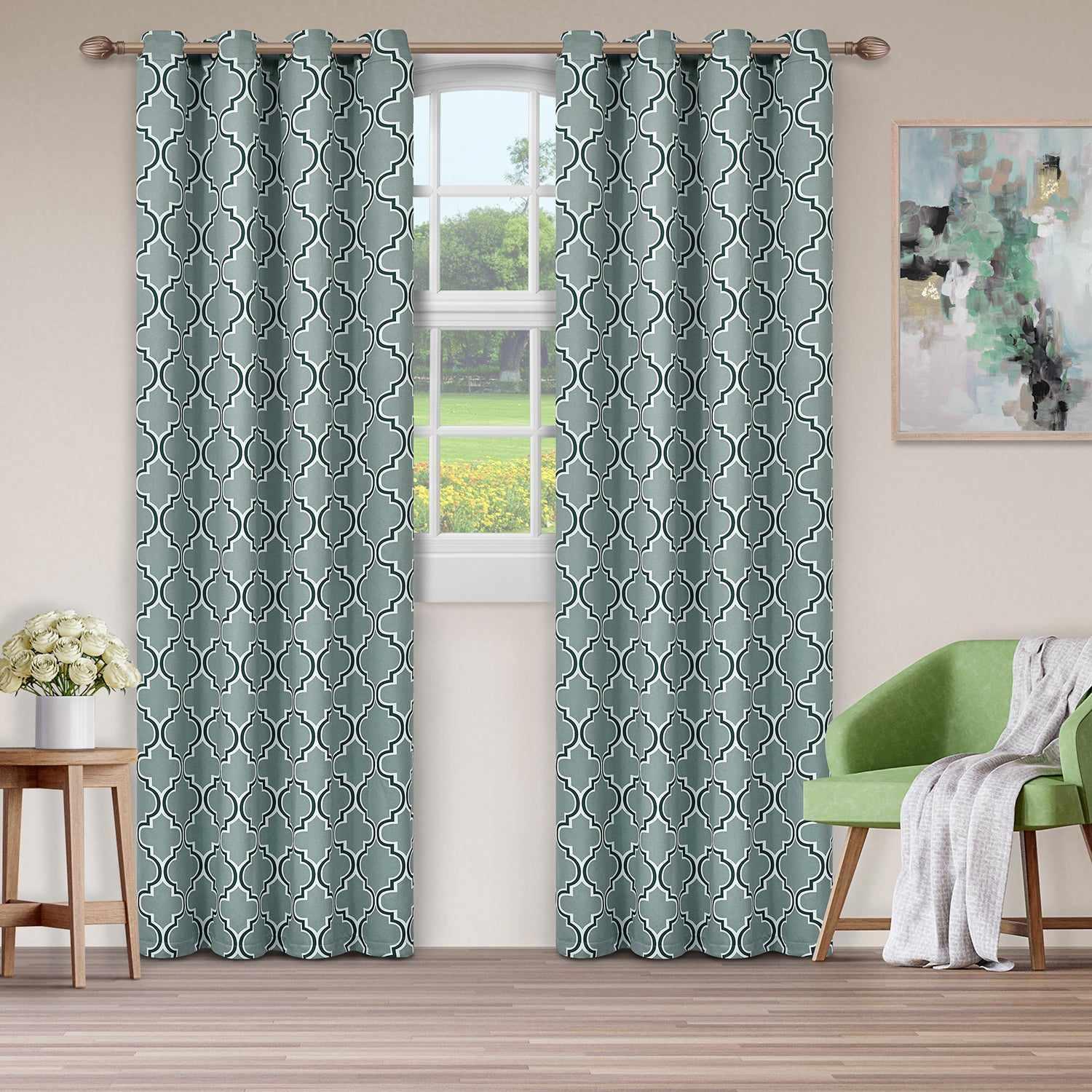 Bohemian Trellis Printed Eclectic Blackout Grommet Curtain Panel Set - Blackout Curtains by Superior Brand