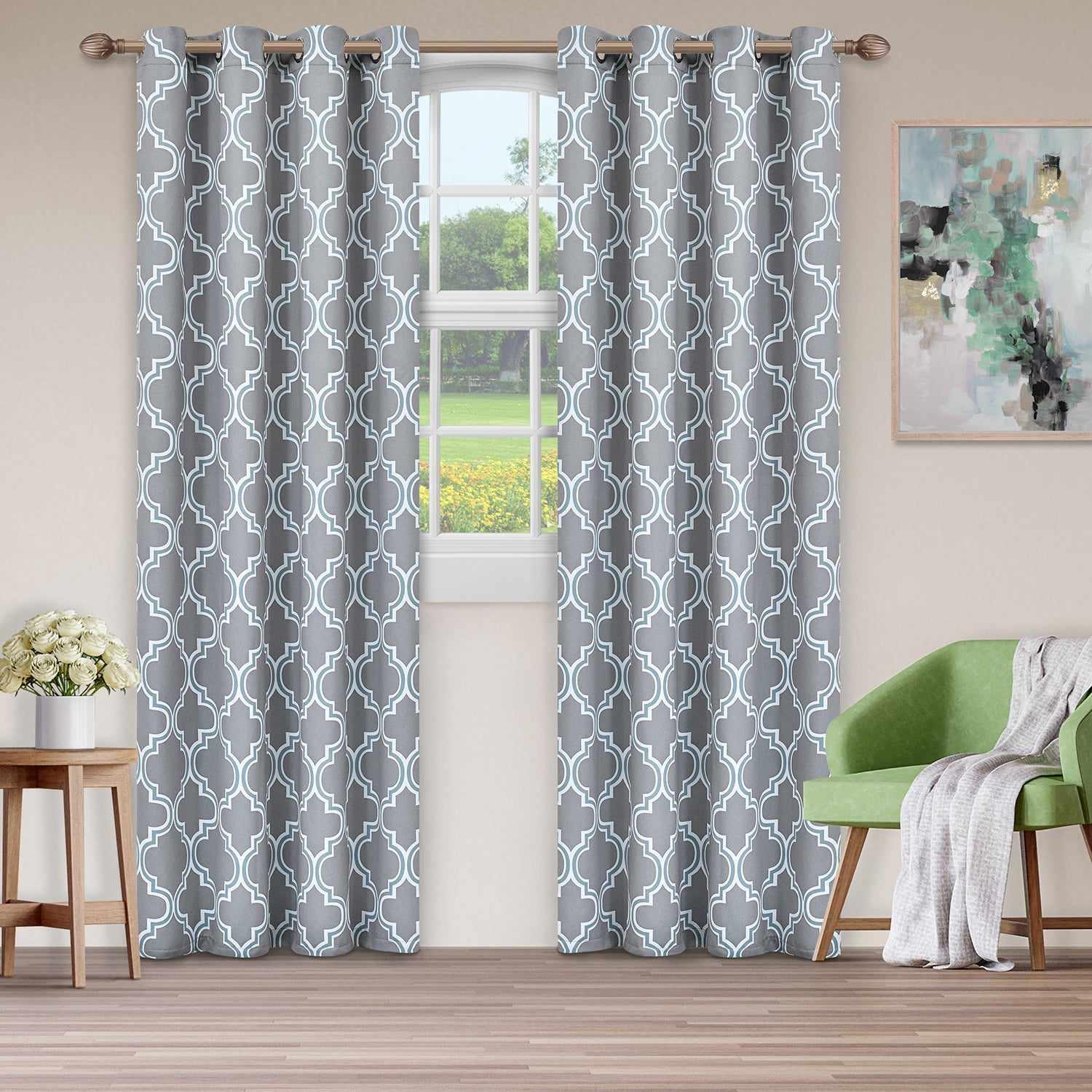Bohemian Trellis Printed Eclectic Blackout Grommet Curtain Panel Set - Blackout Curtains by Superior Brand