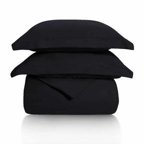 Superior Wrinkle Resistant Cotton Duvet Cover Set - Black