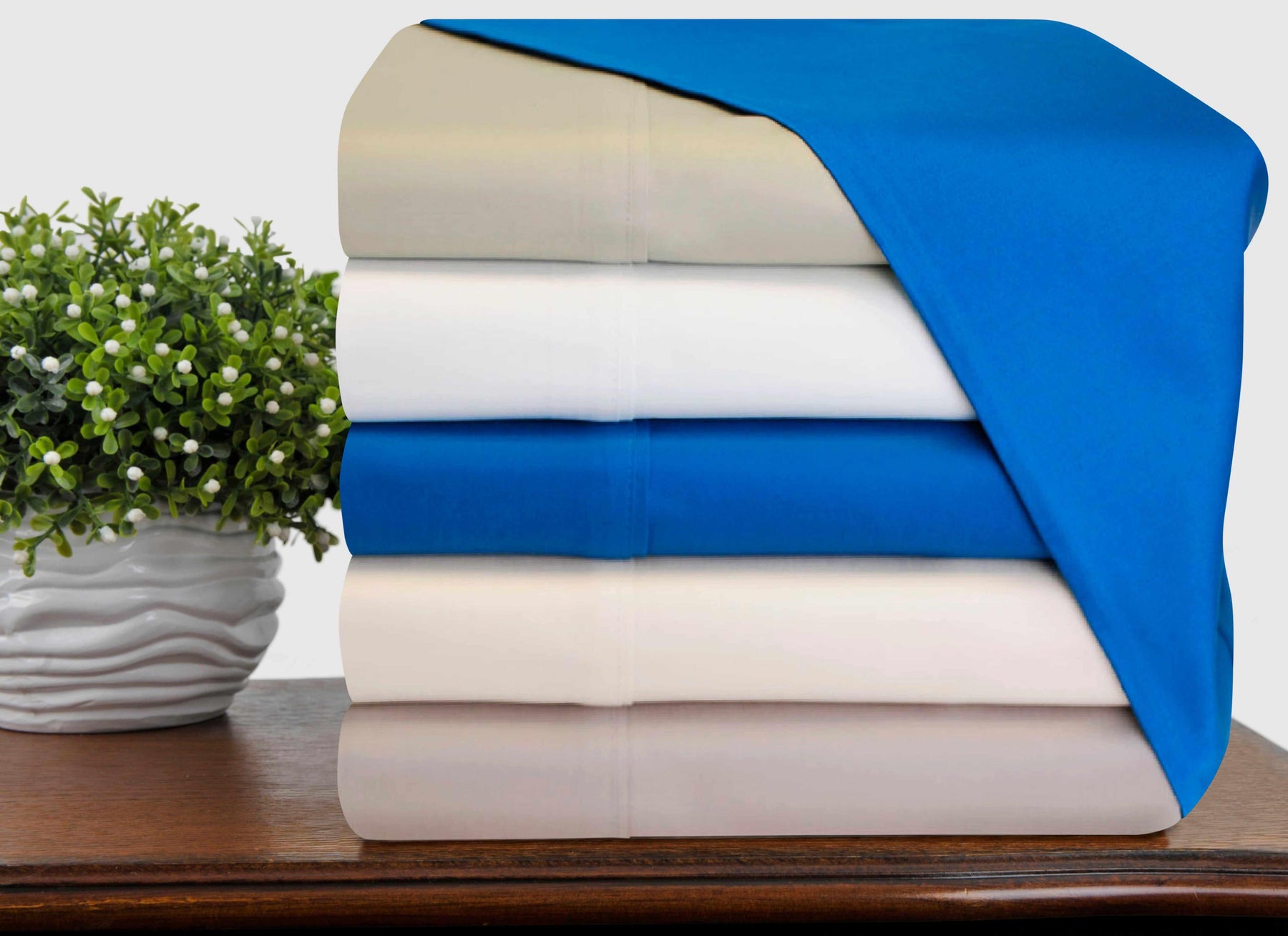  Superior 900-Thread Count Cotton Solid Ultra-Soft Premium Deep Pocket Sheet Set - Navy Blue
