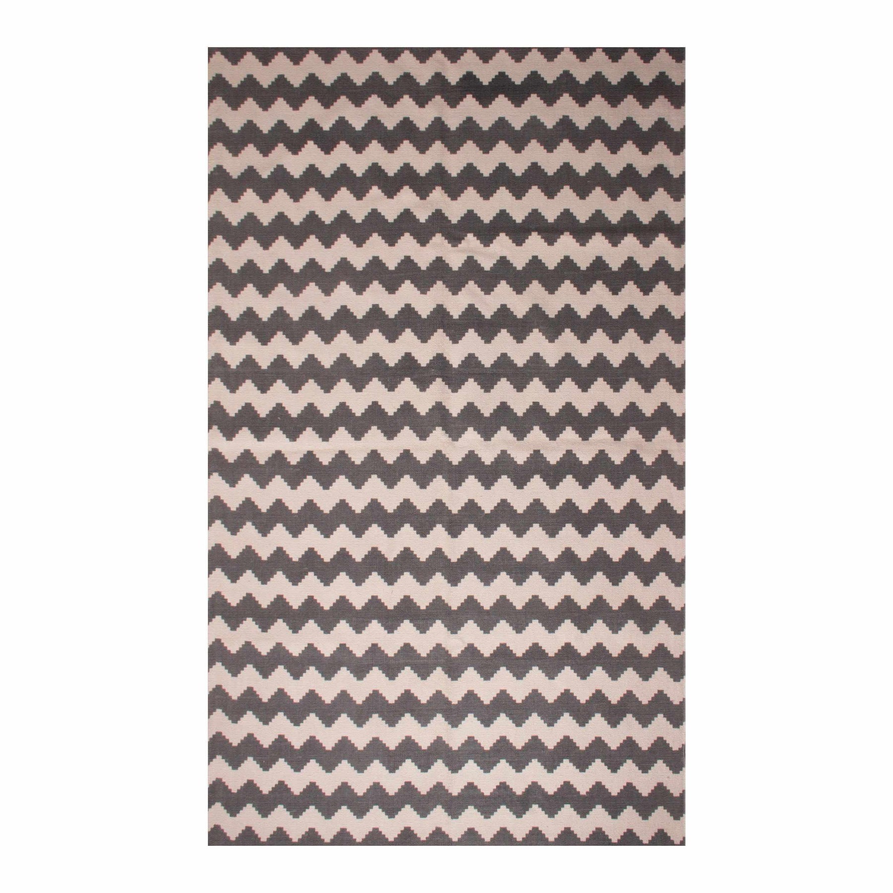 Superior Zigzag Foldable Cotton Area Rug  - Grey