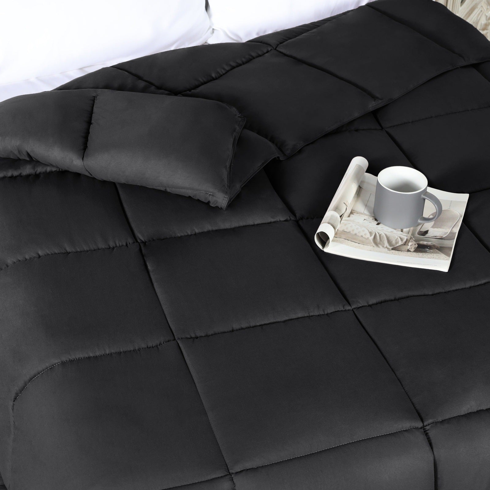  Superior Solid All Season Down Alternative Microfiber Comforter - Black