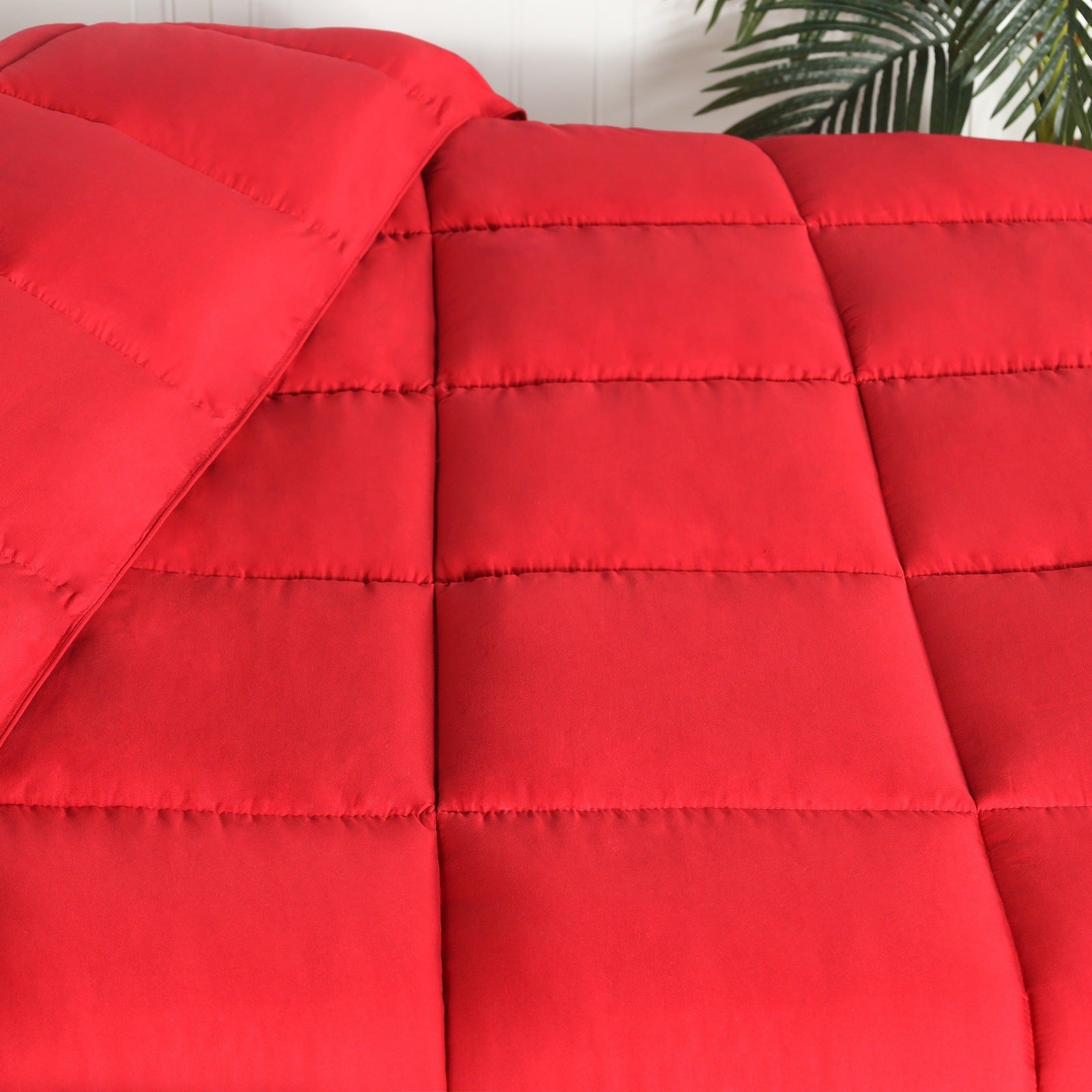  Superior Solid All Season Down Alternative Microfiber Comforter - Red