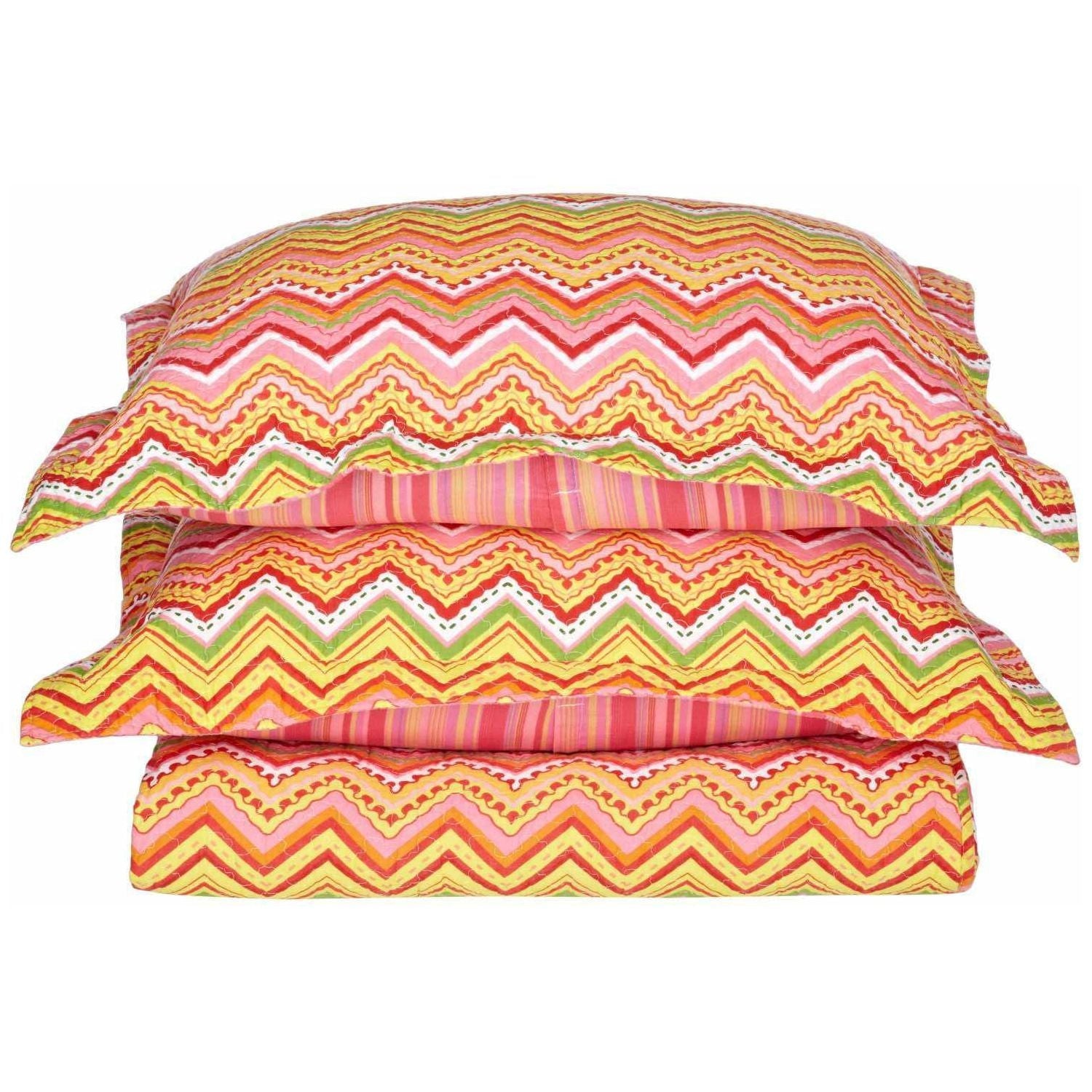 Cotton Modern Geometric Zig Zag Reversible Quilt and Sham Set - Quilt Set by Superior Brand