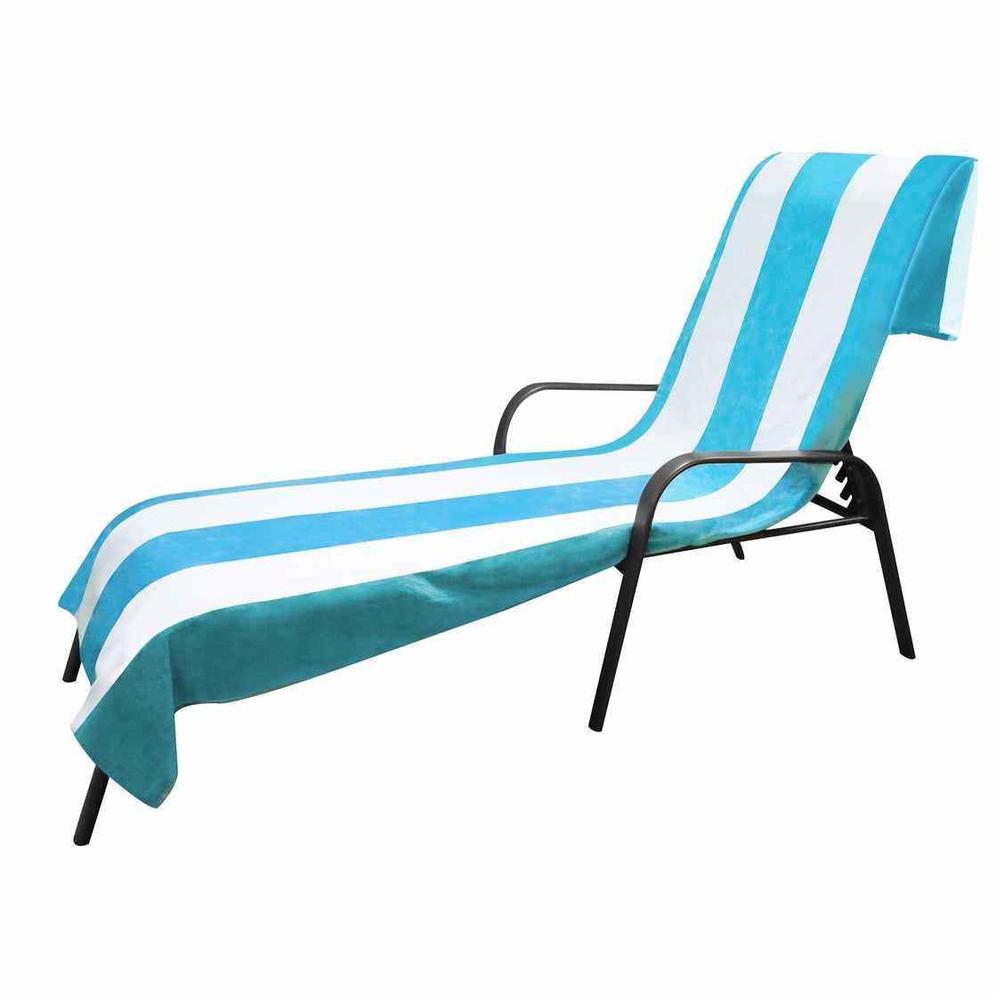 Cotton Standard Size Cabana Stripe Chaise Lounge Chair Cover - Beach Towel by Superior