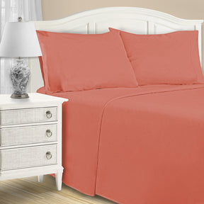Superior Cotton Blend Solid Deep Pocket Bed Sheet Set - Coral