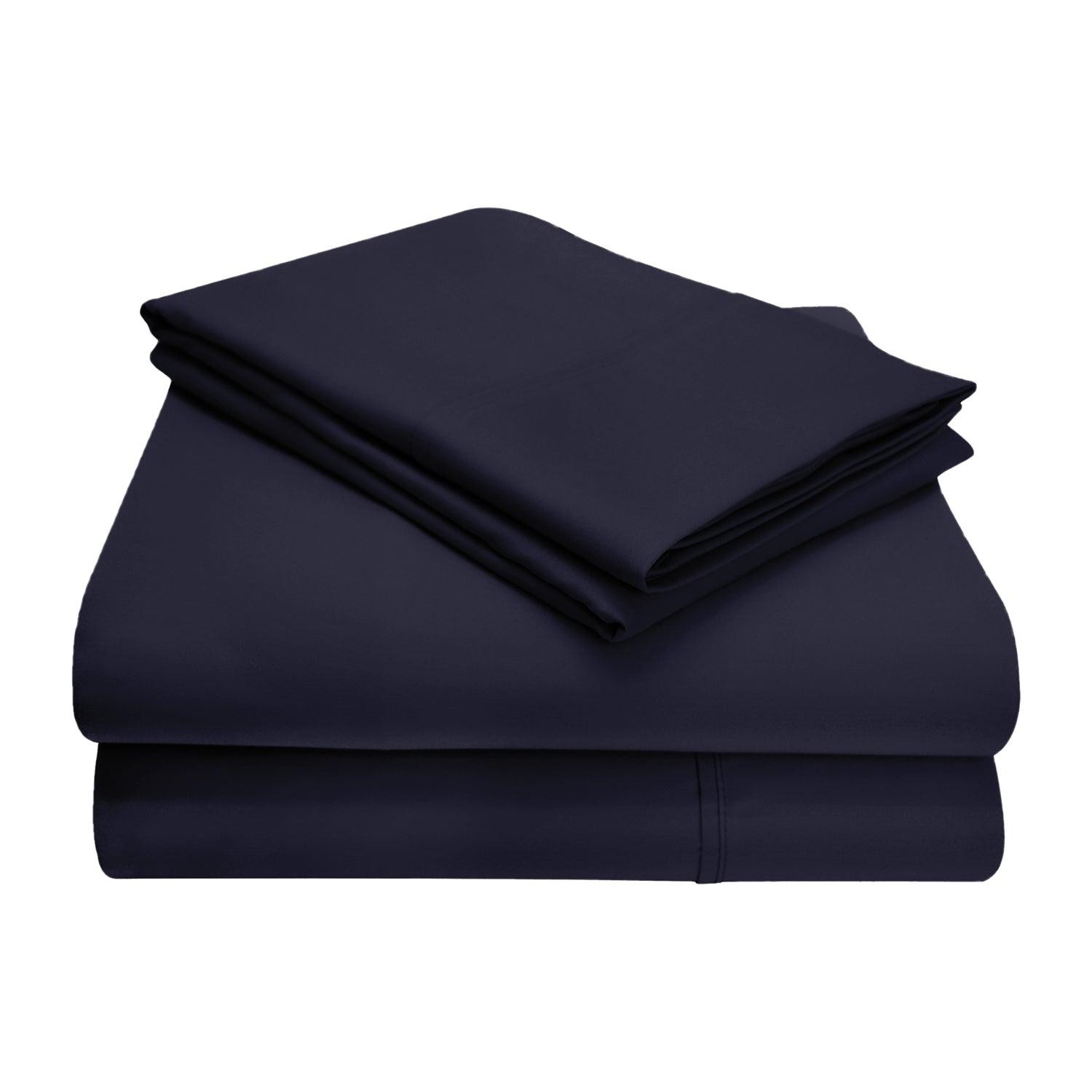 Superior Cotton Blend Solid Deep Pocket Bed Sheet Set - Navy Blue