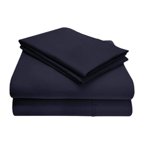 Superior Cotton Blend Solid Deep Pocket Bed Sheet Set - Navy Blue