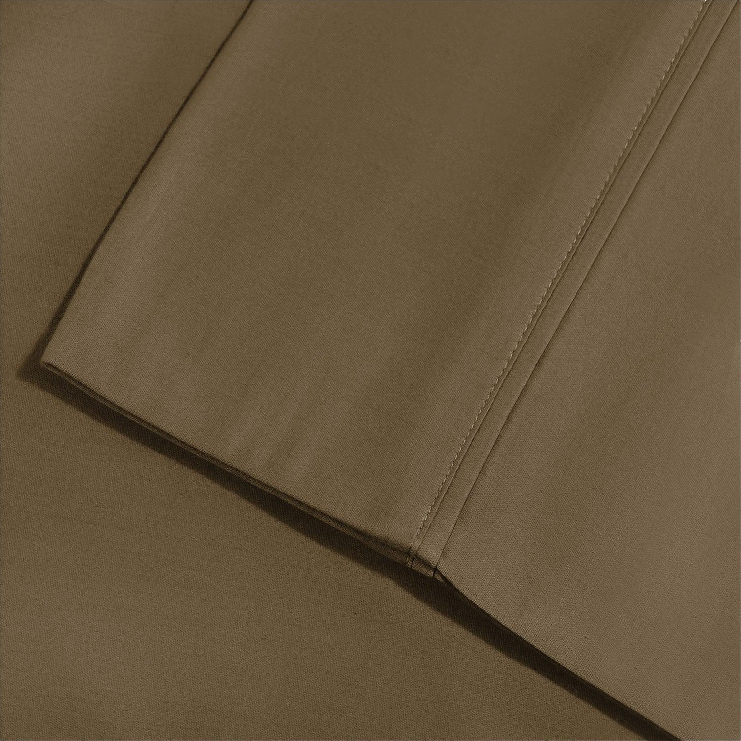 Superior Cotton Blend Solid Deep Pocket Bed Sheet Set - Taupe