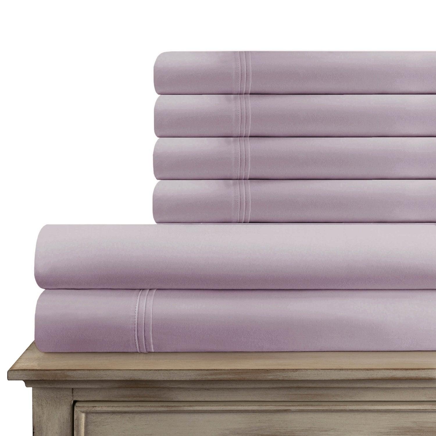 Superior Cotton Blend Solid Deep Pocket Bed Sheet Set - Lavender