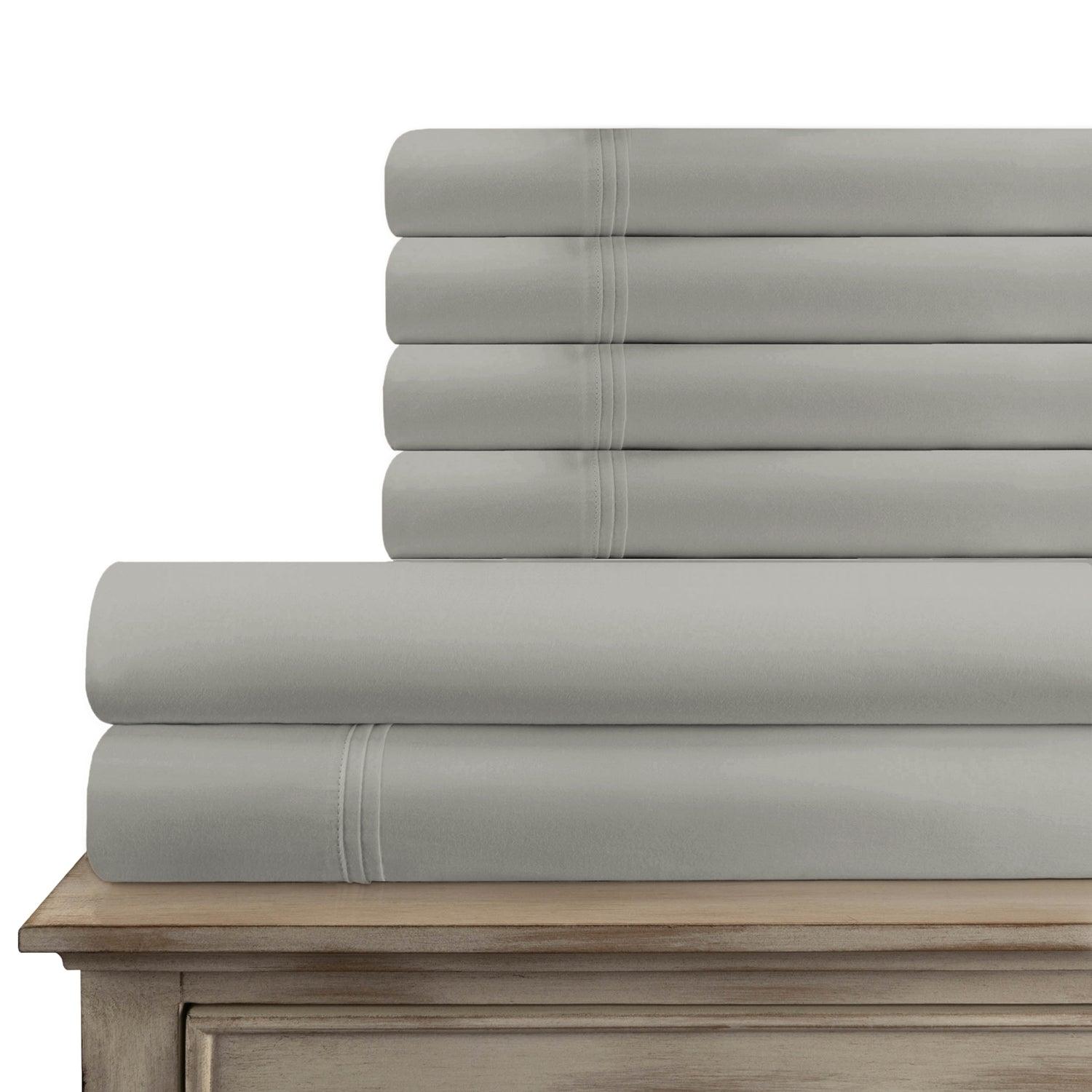 Superior Cotton Blend Solid Deep Pocket Bed Sheet Set - Silver