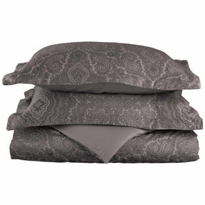  Superior Italian Paisley Cotton Blend Duvet Cover Set -Dark Grey