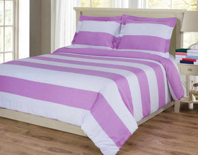 Superior Cotton and Polyester Blend Cabana Stripe Kids' Duvet Cover Set - Lavender