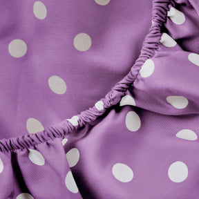 600 Thread Count Cotton Blend Polka Dot Luxury Deep Pocket Retro Bed Sheet Set - Lilac
