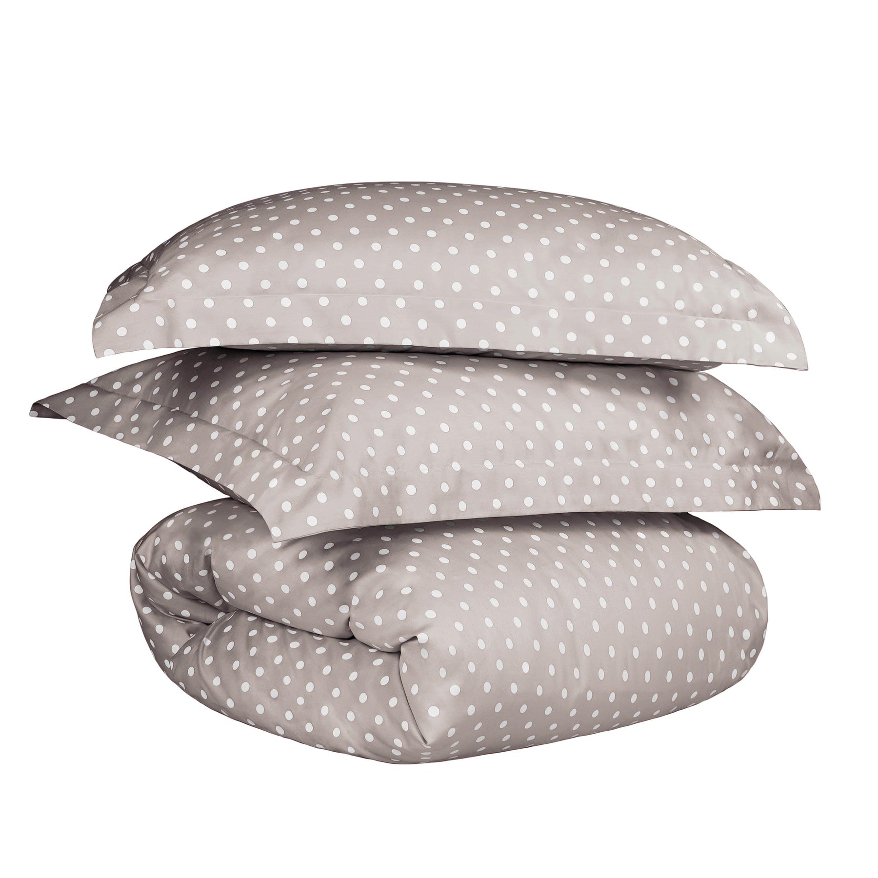 Superior Cotton Blend Polka Dot Luxury Plush Duvet Cover Set - Light Grey