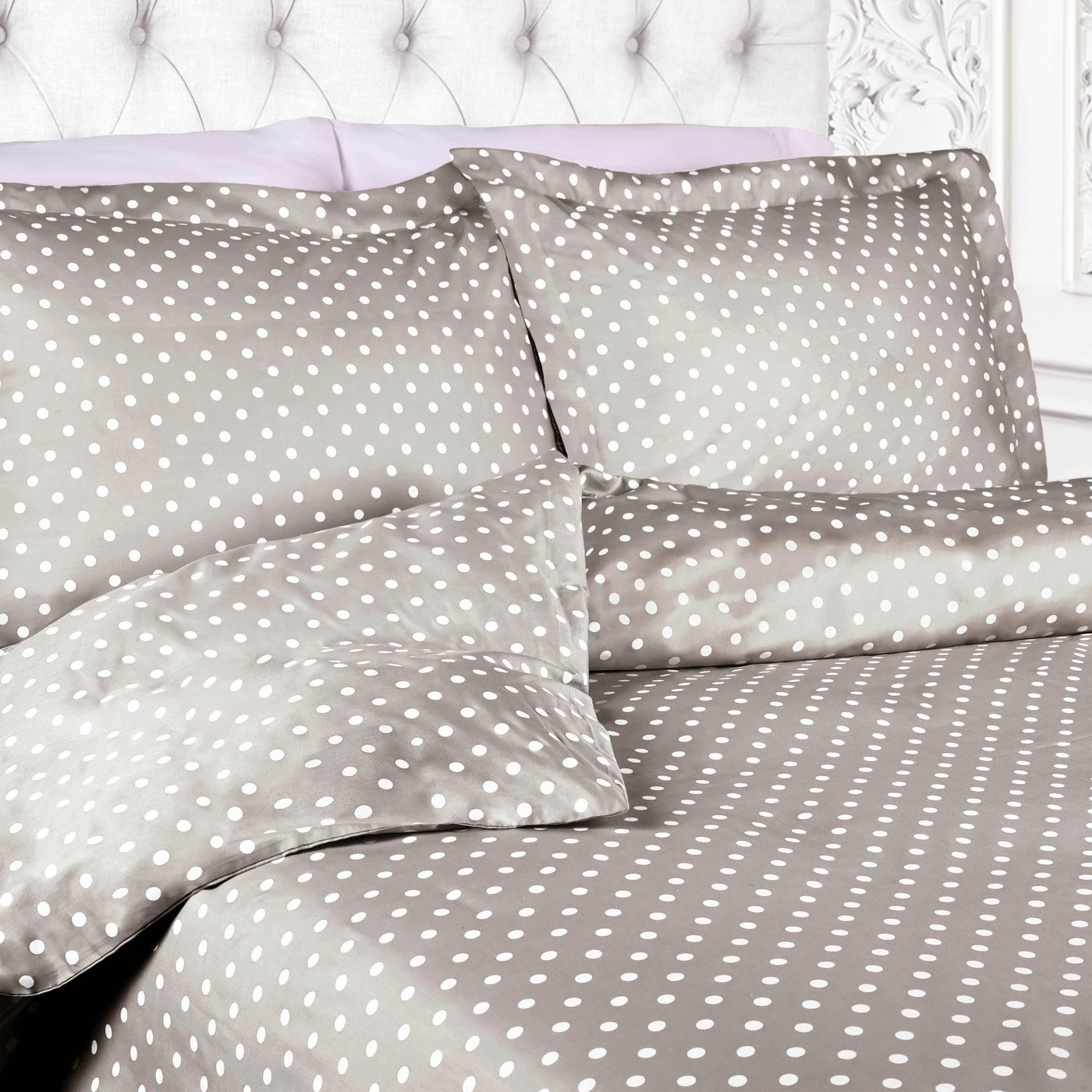 600 Thread Count Cotton Blend Polka Dot Luxury Plush Duvet Cover Set - Picture 30 of 43