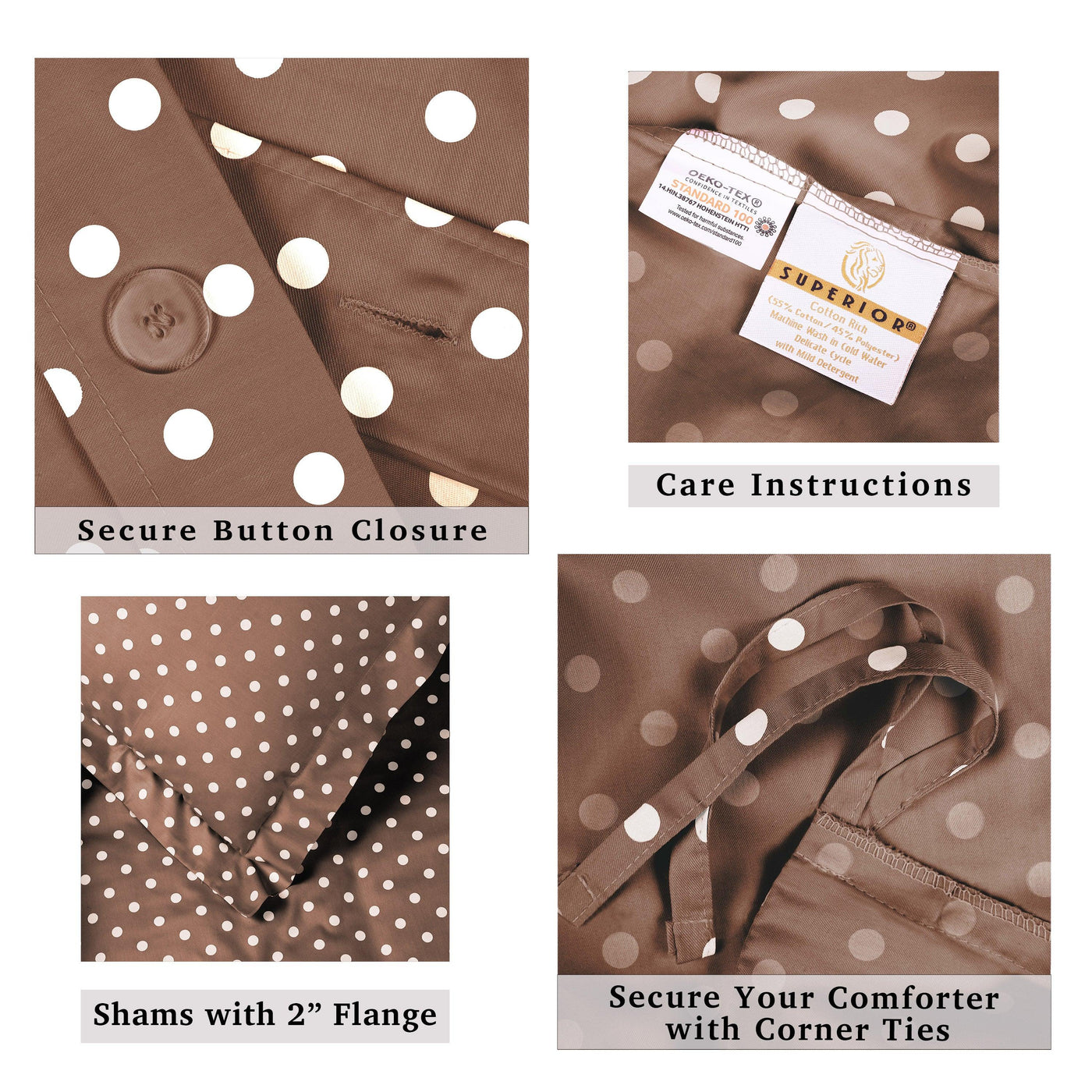 600 Thread Count Cotton Blend Polka Dot Luxury Plush Duvet Cover Set - Picture 38 of 43