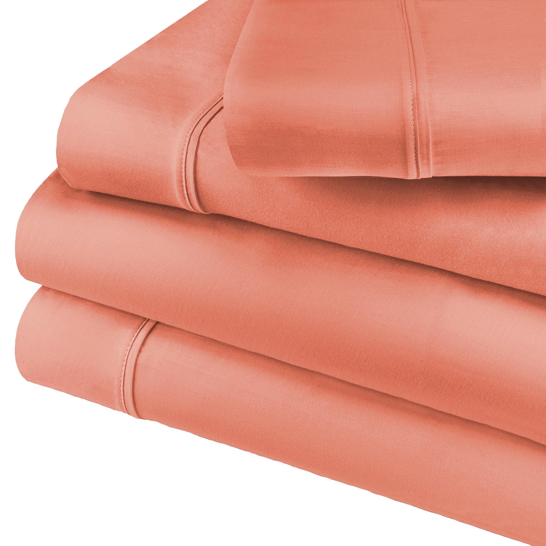  Superior Premium Plush Solid Deep Pocket Cotton Blend Bed Sheet Set -  Coral