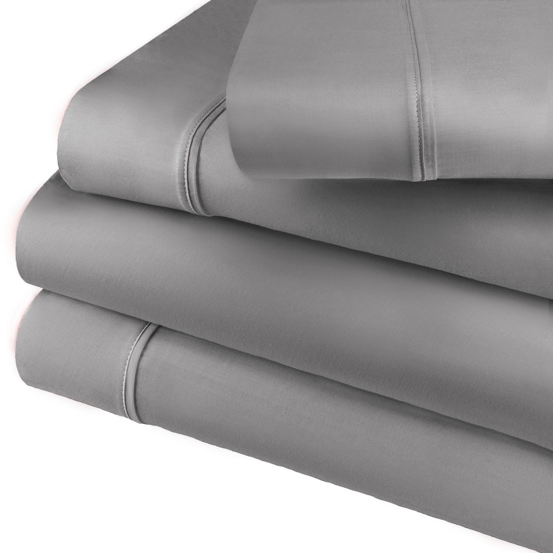  Superior Premium Plush Solid Deep Pocket Cotton Blend Bed Sheet Set - Light Grey