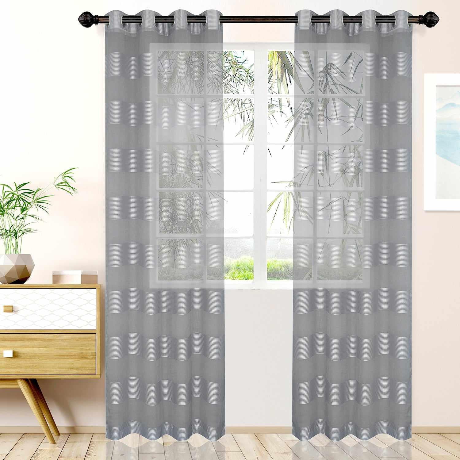 Dalisto Braided Rope Textured Grommet Sheer Curtain Set of 2 - Sheer Curtains by Superior Brand