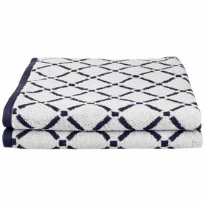 Reversible Diamond Cotton 2-Piece Bath Towel Set - Charcoal/White