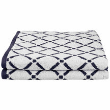 Reversible Diamond Cotton 2-Piece Bath Sheet Set - Charcoal/White
