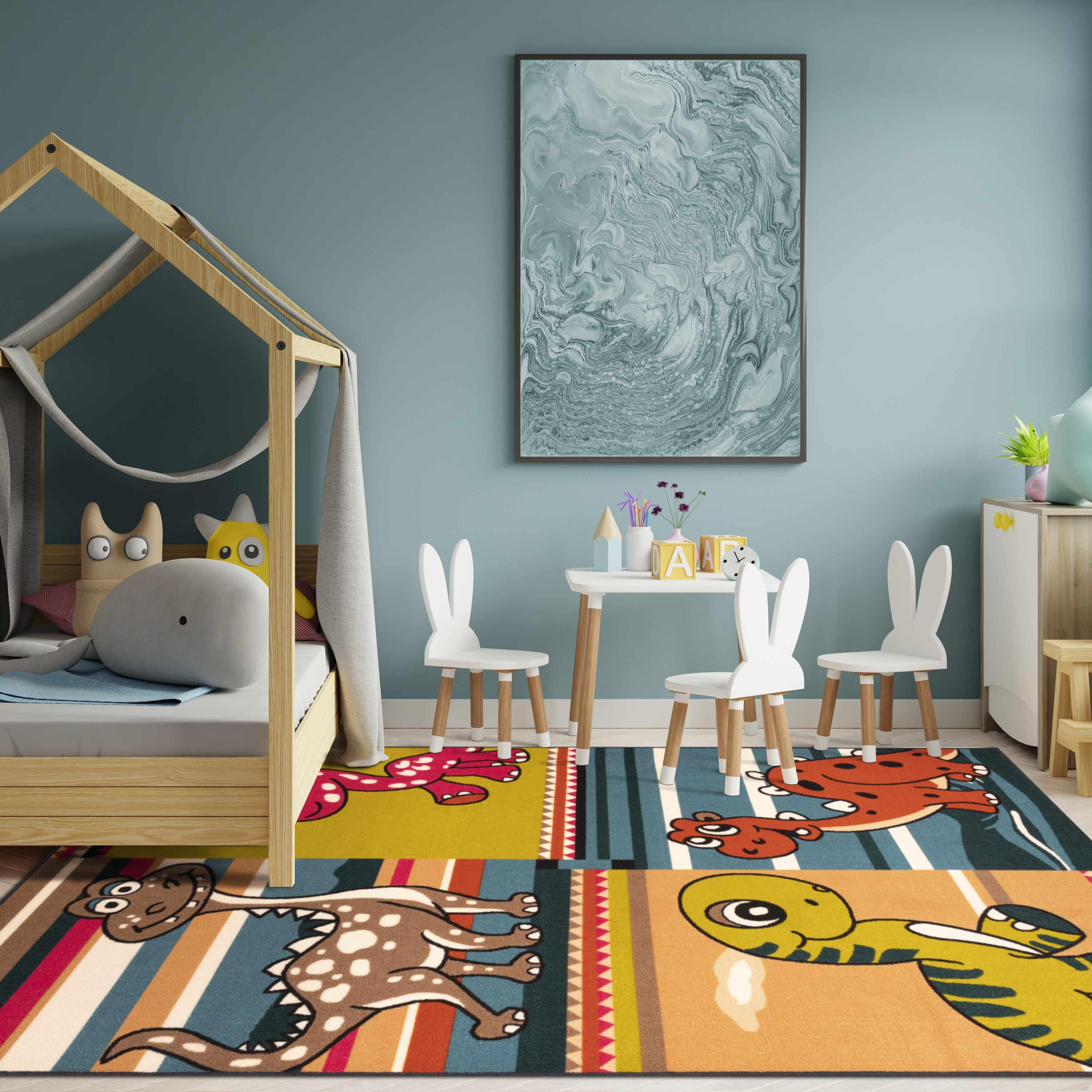 Dinoventure Non-Slip Kids Indoor Washable Area Rug - Rugs by Superior