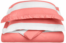 Superior Cotton and Polyester Blend Cabana Stripe Kids' Duvet Cover Set - Pink