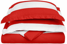 Superior Cotton and Polyester Blend Cabana Stripe Kids' Duvet Cover Set - Red