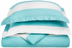 Superior Cotton and Polyester Blend Cabana Stripe Kids' Duvet Cover Set - Sky Blue