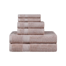 Egyptian Cotton Dobby Border Medium Weight 6 Piece Bath Towel Set - Fawn