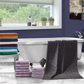 Honeycomb Jacquard 12-Piece Cotton Velour Towel Set