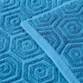 Honeycomb Jacquard 12-Piece Cotton Velour Bath Towel Set - Azure