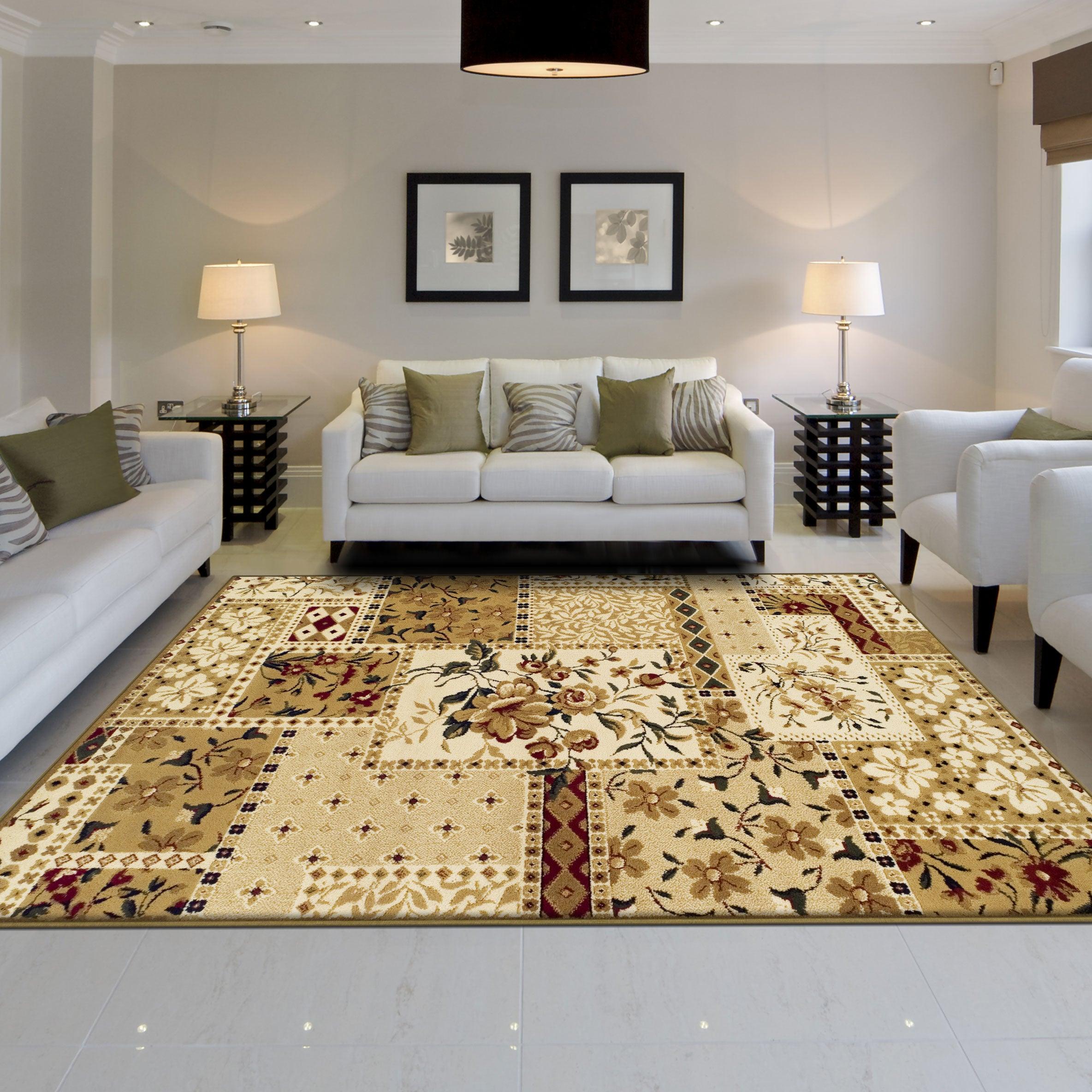 Flower Patchwork Floral Ornamental Rustic Indoor Area Rug - by Superior