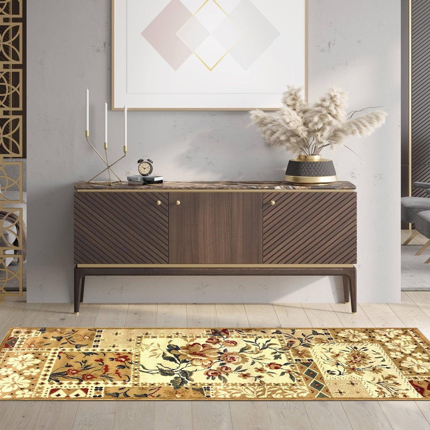 Flower Patchwork Floral Ornamental Rustic Indoor Area Rug - by Superior