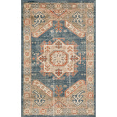 Rustic Distressed Geometric Design Indoor Home Area Rug Collection - Blue