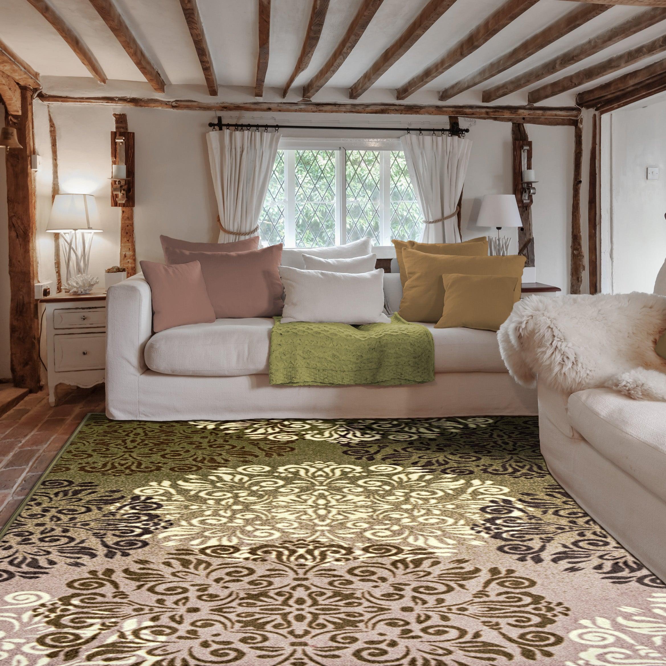 Hedena Traditional Non-Slip Medallion Floral Indoor Washable Area Rug - Rugs by Superior